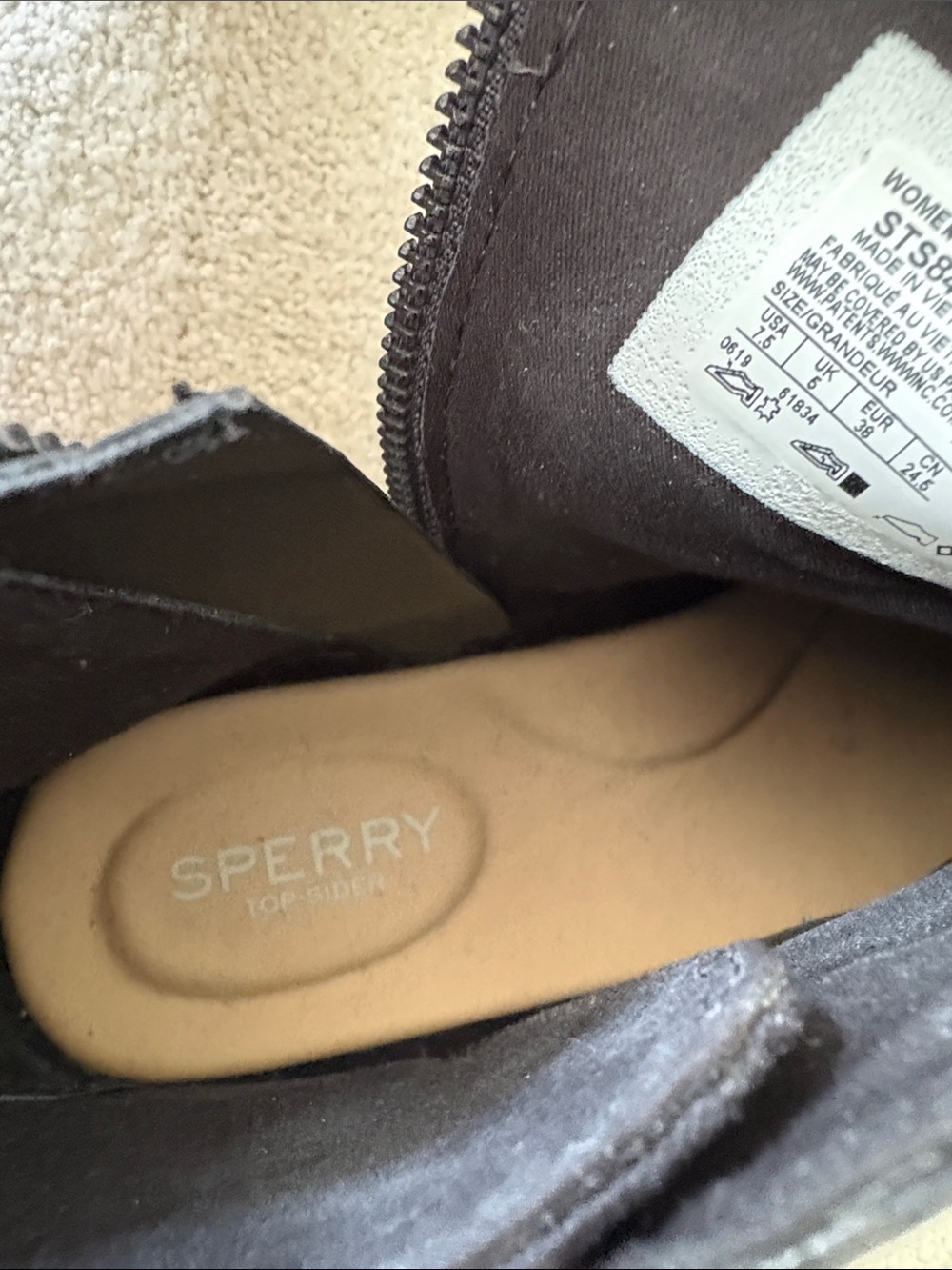 Sperry Black Leather Strap Ankle Boots with side zipper size 7.5 - Picture 8 of 8